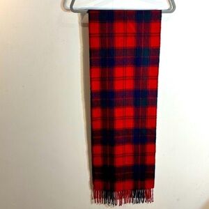 Red & Navy Plaid Fringe Scarf
